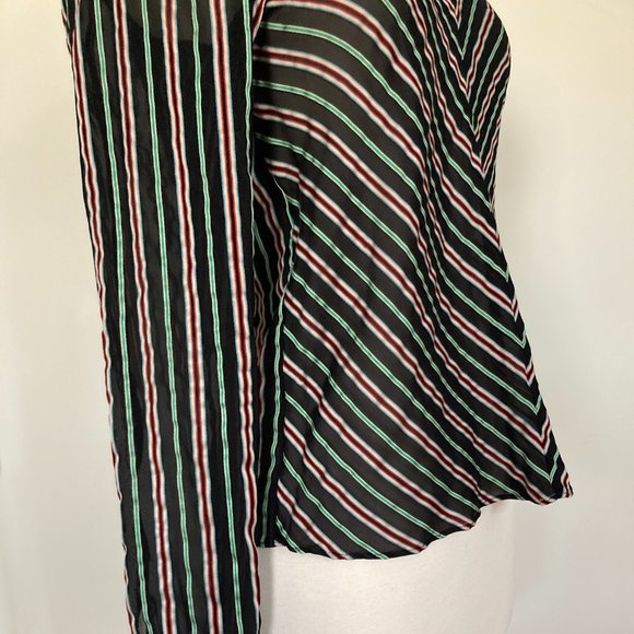 &Other Stories Sheer Chevron Stripe Top, Black/Stripe, 34/XS - Picture 8 of 13